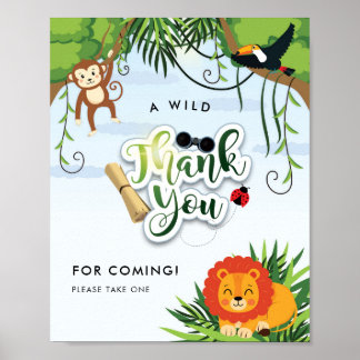 Dank je wel voor de wilde safari-jungle dieren poster