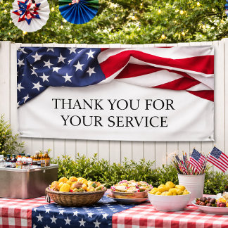 DANK JE WEL voor je dienst Amerikaanse Vlag  Spandoek