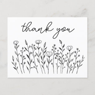 DANK JE WEL Wildflowers Eenvoudig Aangepast Briefkaart