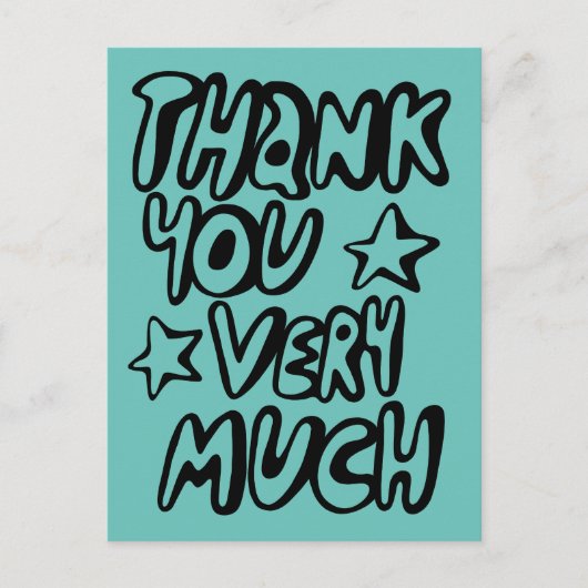 DANK JE WEL Zeer Bedankt Bubble Letters Turquoise  Briefkaart (Voorkant)