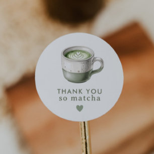 Dank je wel zo Matcha saliegroene babyshower Ronde Sticker