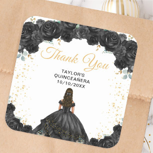Dank je wel Zwarte Prinses Quinceañera Vierkante Sticker