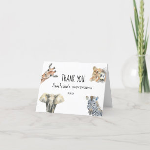 Dank je Wild One Safari Dieren Baby Shower Bedankkaart