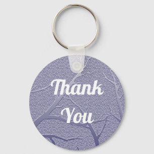Dank je Winter Branches Blue Appreciation Sleutelhanger