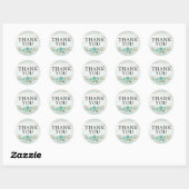 Dank je Witte Hout Turquoise Bloemrozen  Ronde Sticker (Vel)