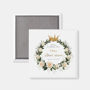Dank je witte rozen & baby's adem magneet