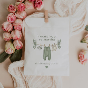 Dank je zo matcha saliegroene babyshower bedankzakje