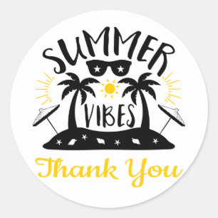 Dank Je Zomer Vibes Palmboom Bruiloft op het Stran Ronde Sticker