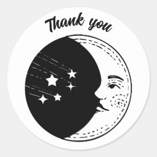 Dank je  zonnesonster zwarte lijntekening ronde sticker