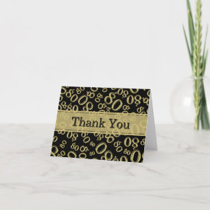 "Dank je!" Zwart/Gold Random Number 80-patroon Bedankkaart