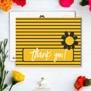 Dank je Zwarte Gele Bloemen Briefkaart