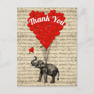 Dank liefde hart ballonnen en olifant briefkaart