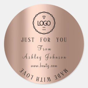 Dank Logo gemaakt met liefde minimalisme Roos Ronde Sticker