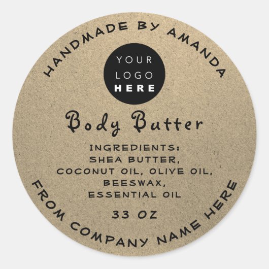 Dank Logo Handmade Cosmetic Paper Kraft Ronde Sticker (Voorkant)