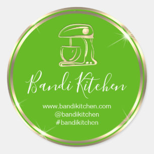 Dank Logo Kitchen voor het koken van Chef Green On Ronde Sticker