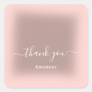 Dank Naam Blush Roos Skinny Minimalisme Favor Vierkante Sticker