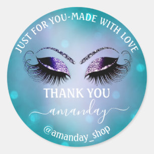 Dank Naam Boutique Eyelash Shop Navy Smoky Blauwgr Ronde Sticker