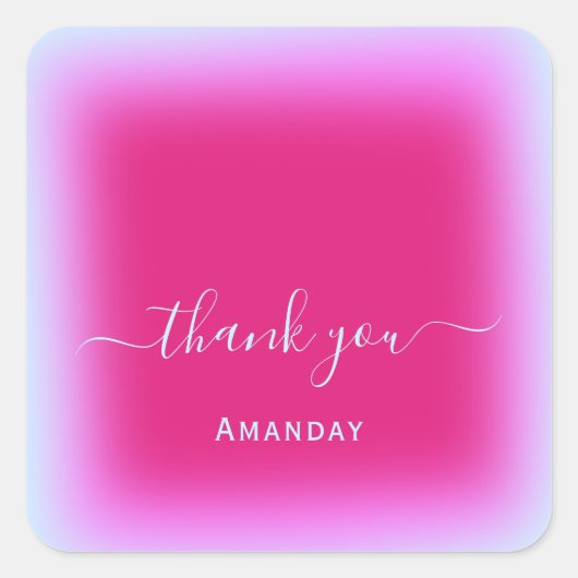Dank Naam eenhoorn Roze Make-up Bruiloft Sweet16th Vierkante Sticker (Voorkant)