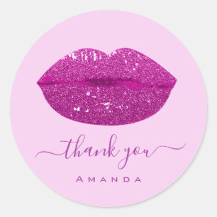Dank Naam Sweet16. Bes Bruid Roze Kus Lippen Ronde Sticker