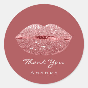 Dank Naam Sweet16th Bruids Roze Roos Kus Lippen Ronde Sticker