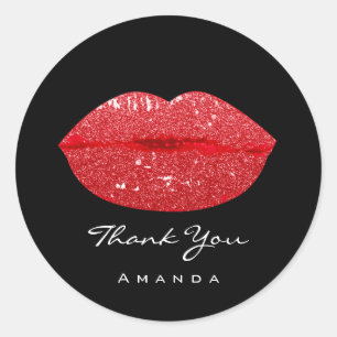 Dank Naam Sweet16th Bruids Zwart Rood  Kus Lippen Ronde Sticker