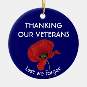 DANK ONZE VETERANEN ZOLANG we Poppie vergeten Keramisch Ornament