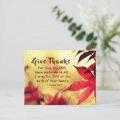 Dank, Psalm 92:4 Bijbelvers Briefkaart (Staand voorkant)