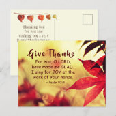 Dank, Psalm 92:4 Bijbelvers Briefkaart (Voorkant / Achterkant)