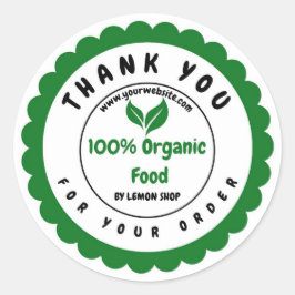 Dank u 100% biologisch voedsel aanpassen cirkel ronde sticker