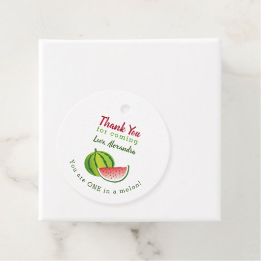 Dank u, 1e verjaardag in een Melon Bedankjes Labels (In situ)