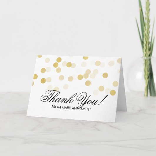 "Dank u" 30e Verjaardag Gold Foil Glitter Lights Bedankkaart (Voorkant)