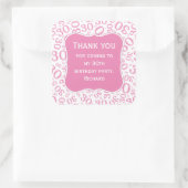 Dank u: 30ste verjaardag roze/wit nummerpatroon vierkante sticker (Tas)