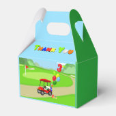 Dank u 3e verjaardag rode golfkar jongen bedankdoosjes (Achterkant)