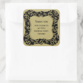 Dank u: 50th Nummerpatroon Gouden/Zwarte Steun Vierkante Sticker (Tas)