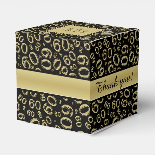 "Dank u": 60e verjaardagsfeestje goud/zwart thema Bedankdoosjes (Achterkant)
