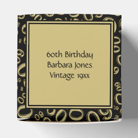 Dank u 60th Nummerpatroon Gold/Black Bedankdoosjes (Bovenkant)