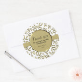 Dank u: 70e Nummerpatroon Goud en Wit Ronde Sticker (Envelop)