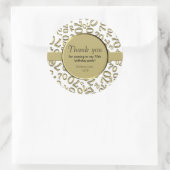 Dank u: 70e Nummerpatroon Goud en Wit Ronde Sticker (Tas)