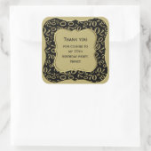 Dank u - 70e verjaardag Black and Gold Party Vierkante Sticker (Tas)