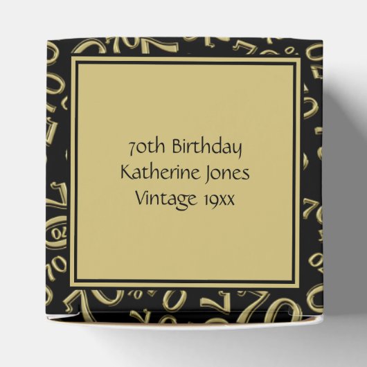 Dank u 70e verjaardag Goud/Zwart Getal Patroon Bedankdoosjes (Bovenkant)