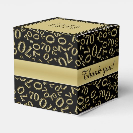Dank u 70e verjaardag Goud/Zwart Getal Patroon Bedankdoosjes (Achterkant)