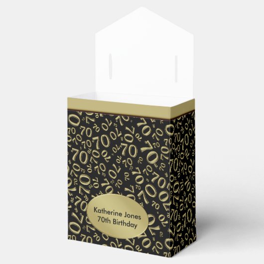 Dank u: 70e verjaardag thema goud / zwart bedankdoosjes (Geopend)