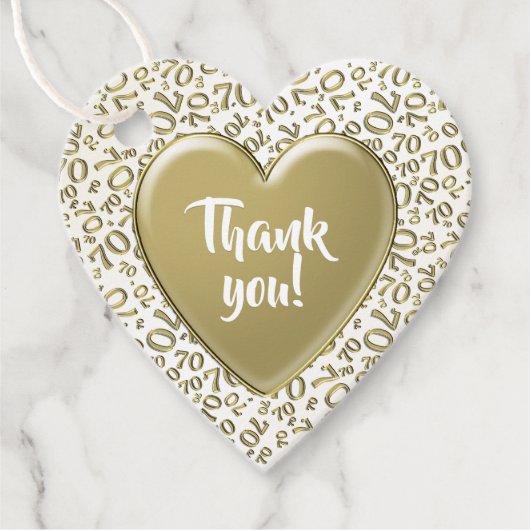 Dank u 70th Cool Nummer Patroon Goud en Wit Bedankjes Labels (Voorkant)