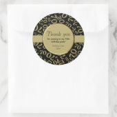 Dank u: 70th Nummerpatroon Goud en Zwart Ronde Sticker (Tas)