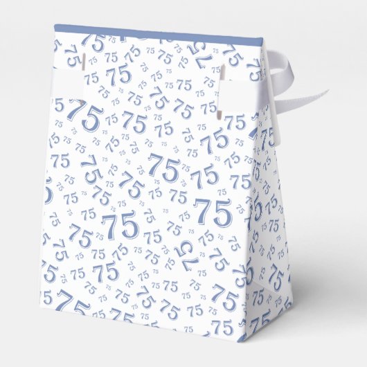 Dank u 75e Blauw/Wit Willekeurig Getal Patroon Bedankdoosjes (Achterkant)