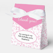 Dank u 75e roze/wit willekeurig nummerpatroon bedankdoosjes (Voorkant Zijde)