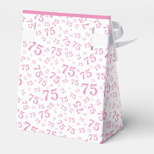 Dank u 75e roze/wit willekeurig nummerpatroon bedankdoosjes (Achterkant)