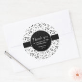 Dank u: 75th zwart-wit nummerpatroon ronde sticker (Envelop)