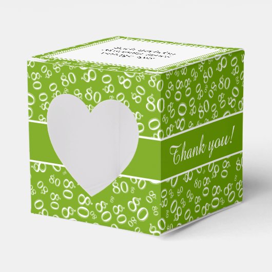 "Dank u" 80ste verjaardag groen nummer patroon Bedankdoosjes (Voorkant Zijde)