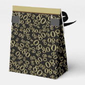 Dank u 80ste Verjaardag Zwart/Goud Nummerpatroon Bedankdoosjes (Achterkant)